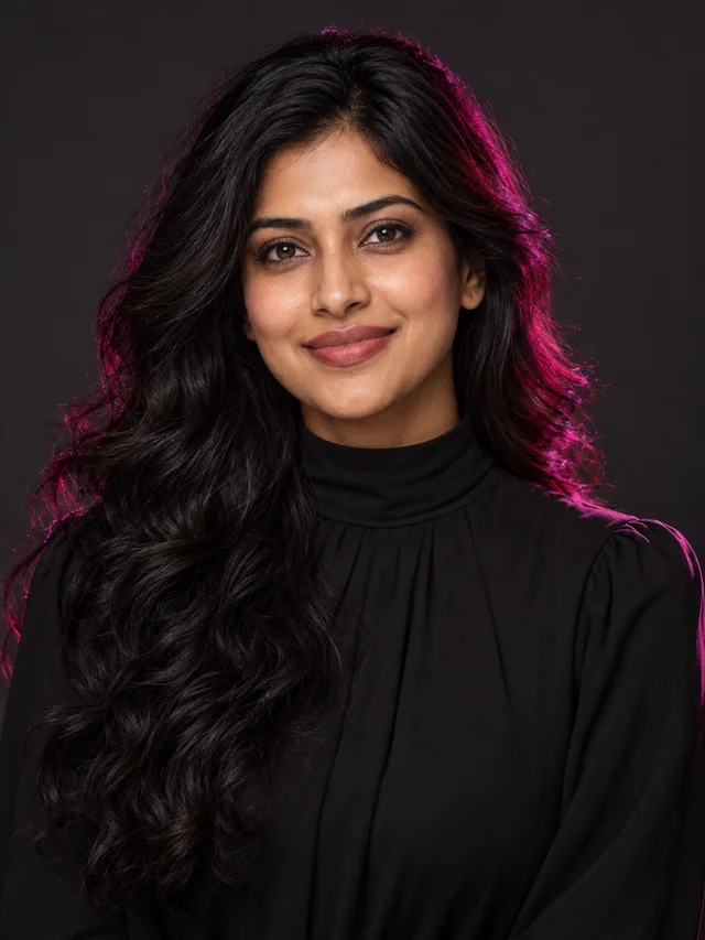 South Asian AI girlfriend with black wavy hair, curvy body